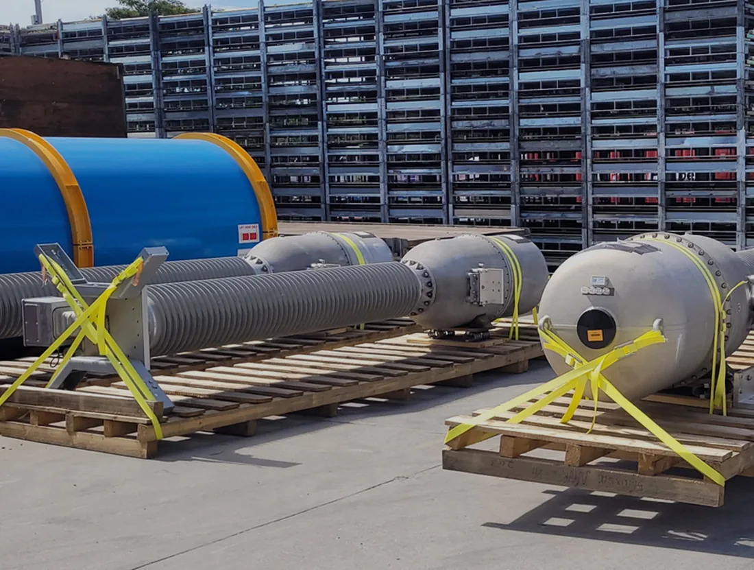 Industrial components staged for project delivery